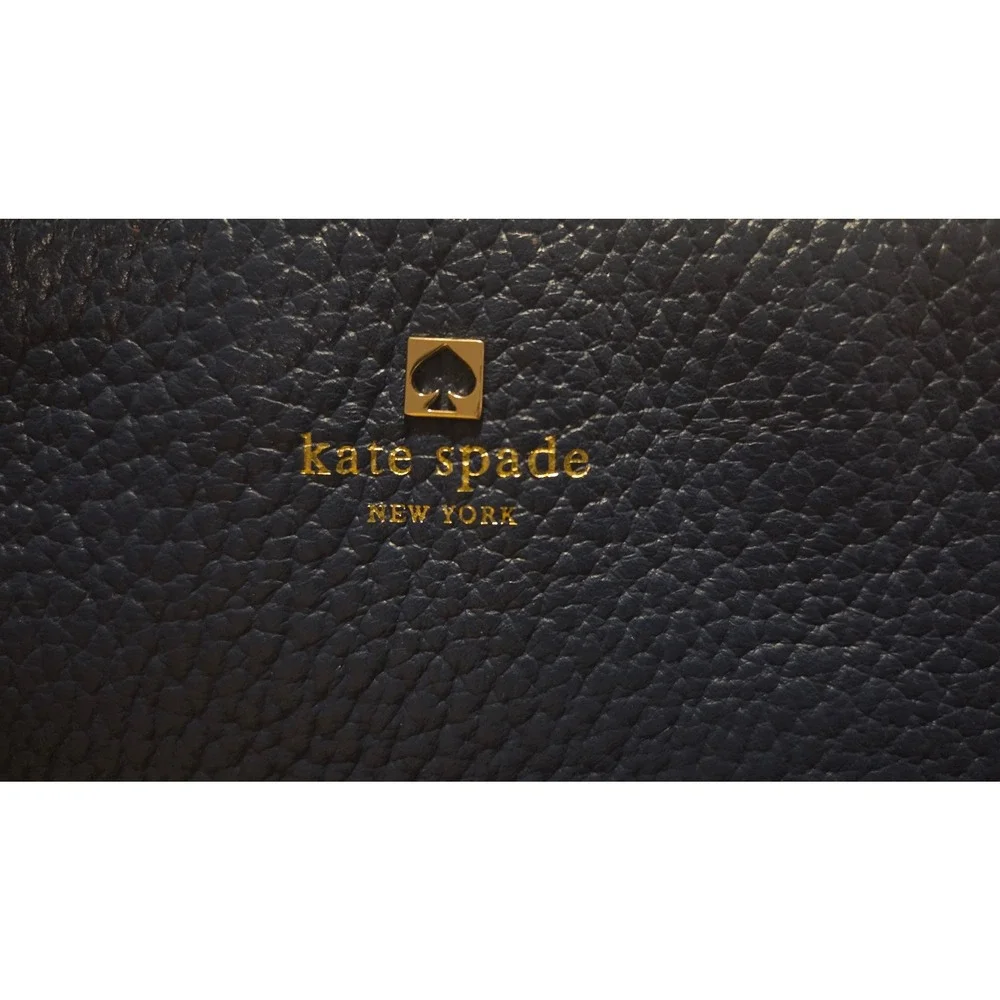 Kate Spade New York Navy‎ Blue Pebbled Leather Crossbody Bag  Striped Lining